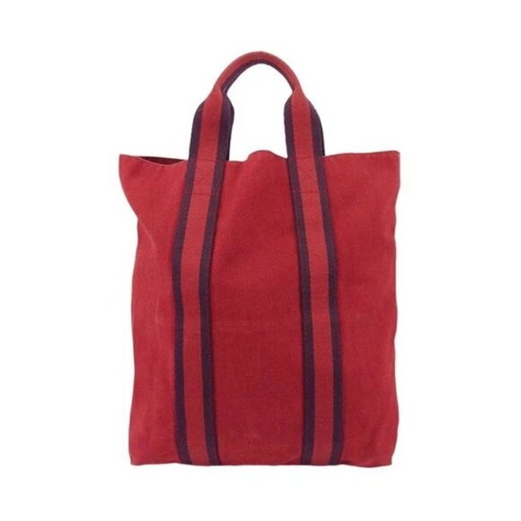 HERMES Tote Bag Fool Toe Cotton Canvas Authentic Used - Picture 3 of 9